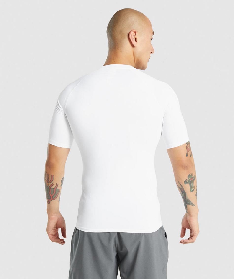 T Shirts Męskie Gymshark Element Baselayer Białe | PL 3797GSO